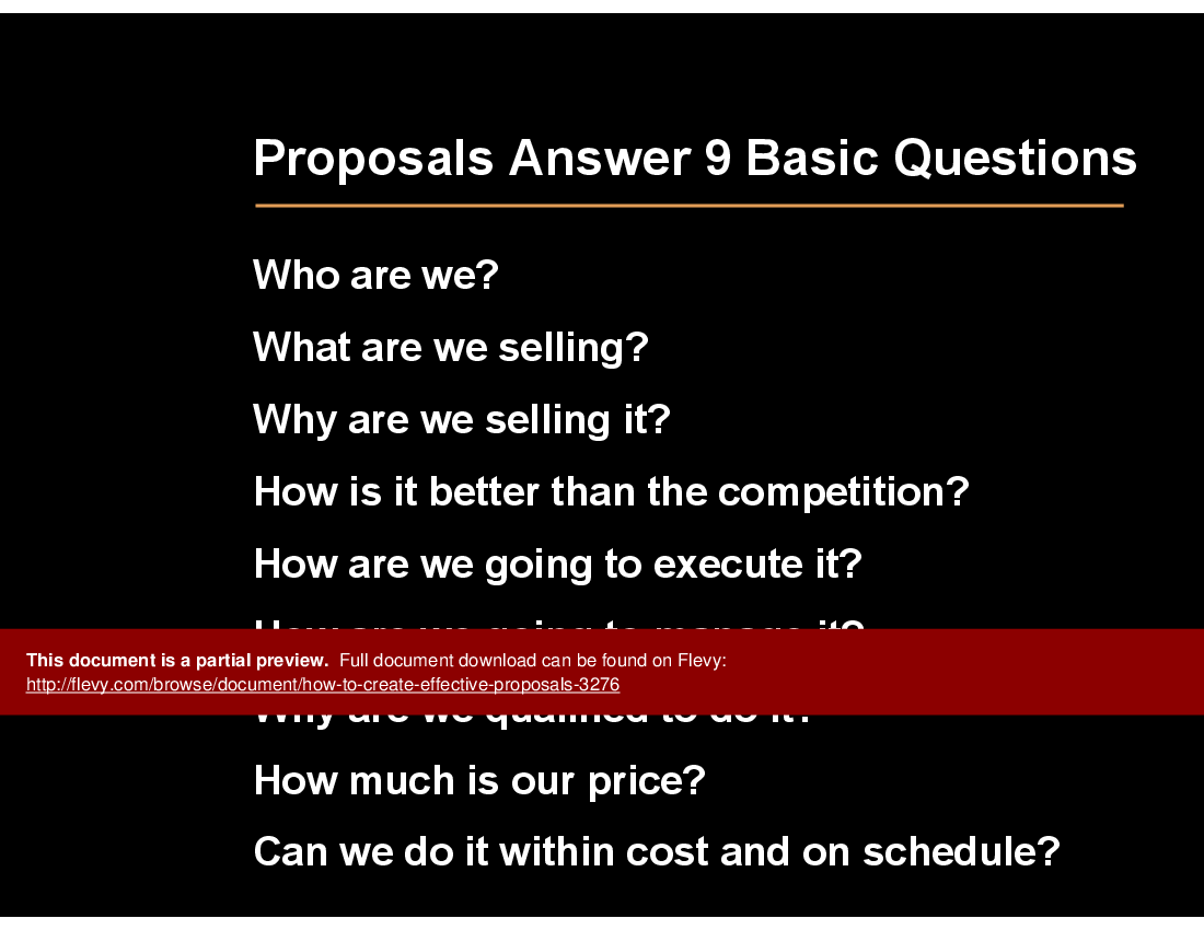 This is a partial preview of How to Create Effective Proposals (78-slide PowerPoint presentation (PPT)). Full document is 78 slides. 