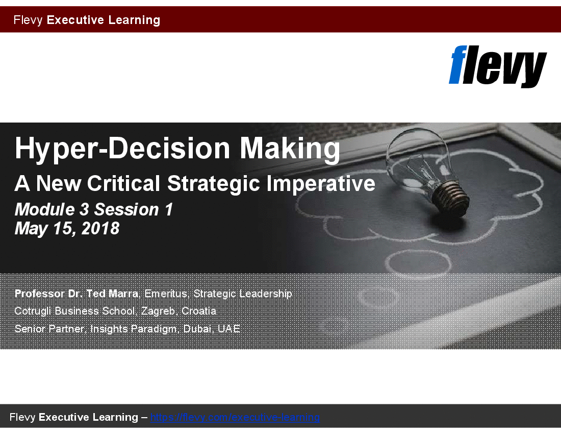 Strategic Leadership - Hyper-Decision Making (PPT + Video)