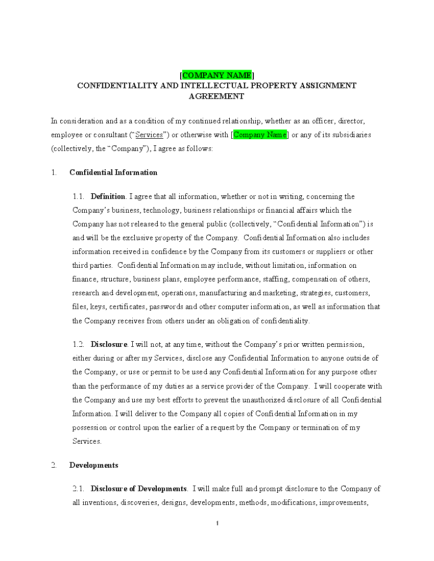 This is a partial preview of Confidentiality & Invention Assignment Agreement. Full document is 4 pages. 