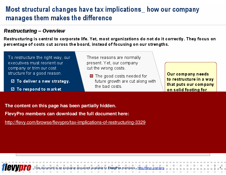 Tax Implications of Restructuring (22-slide PowerPoint presentation (PPT)) Preview Image
