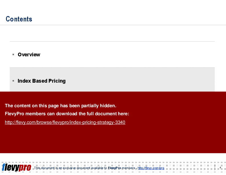 This is a partial preview of Index Pricing Strategy (22-slide PowerPoint presentation (PPT)). Full document is 22 slides. 