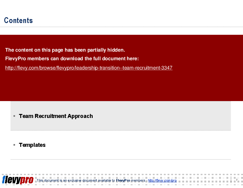 This is a partial preview of Leadership Transition - Team Recruitment (20-slide PowerPoint presentation (PPT)). Full document is 20 slides. 