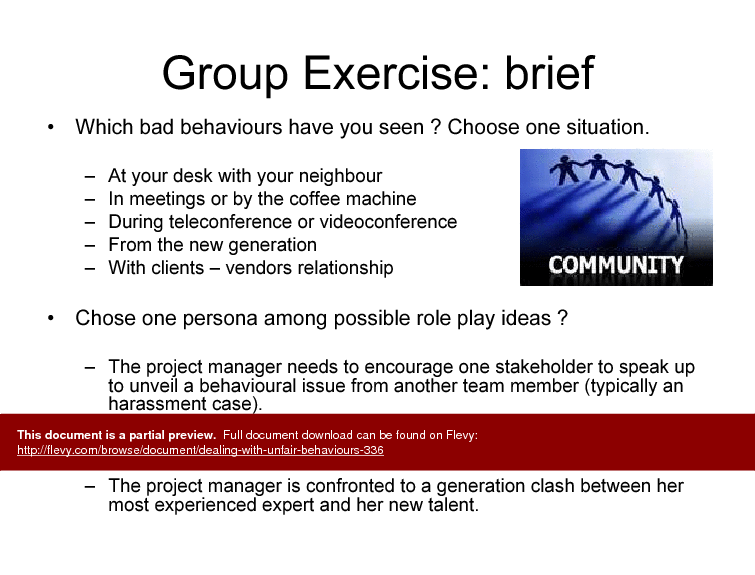 Dealing with Unfair Behaviours (20-slide PowerPoint presentation (PPT)) Preview Image