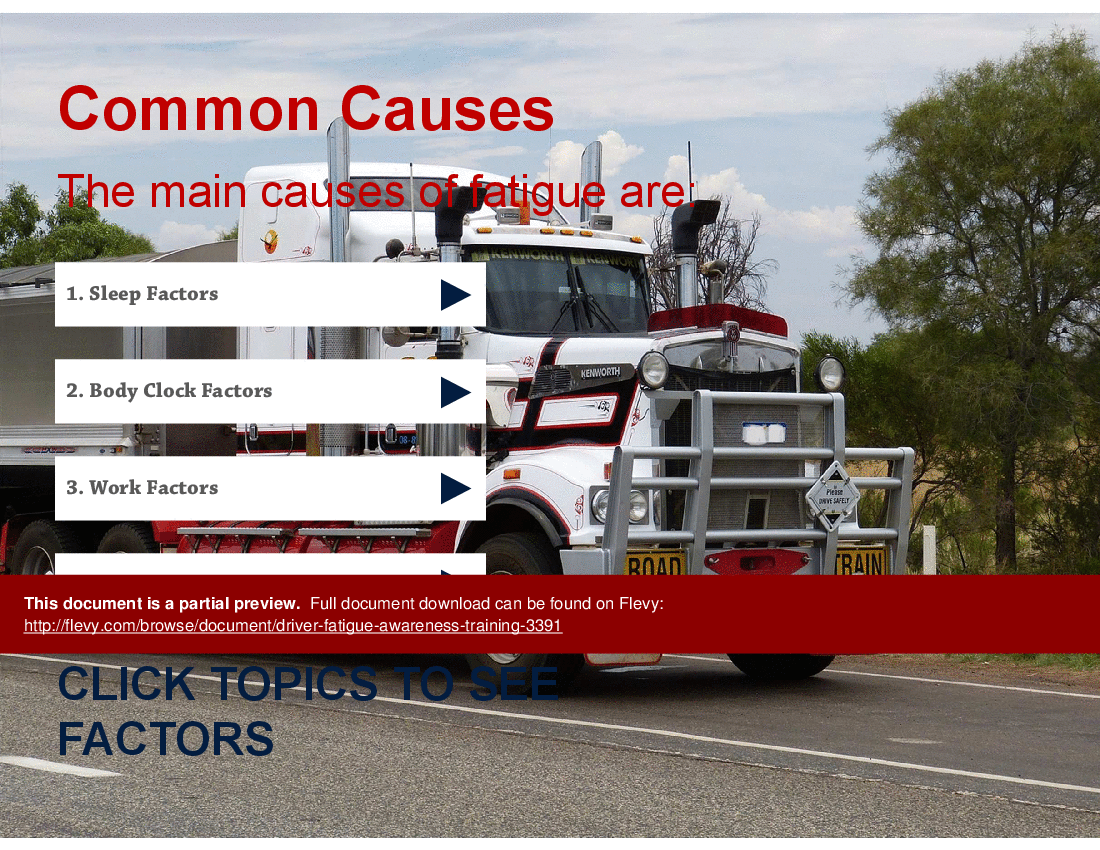 This is a partial preview of Driver Fatigue Awareness Training (19-slide PowerPoint presentation (PPTX)). Full document is 19 slides. 