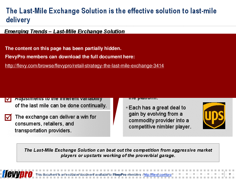 This is a partial preview of Retail Strategy: The Last-Mile Exchange (25-slide PowerPoint presentation (PPT)). Full document is 25 slides. 