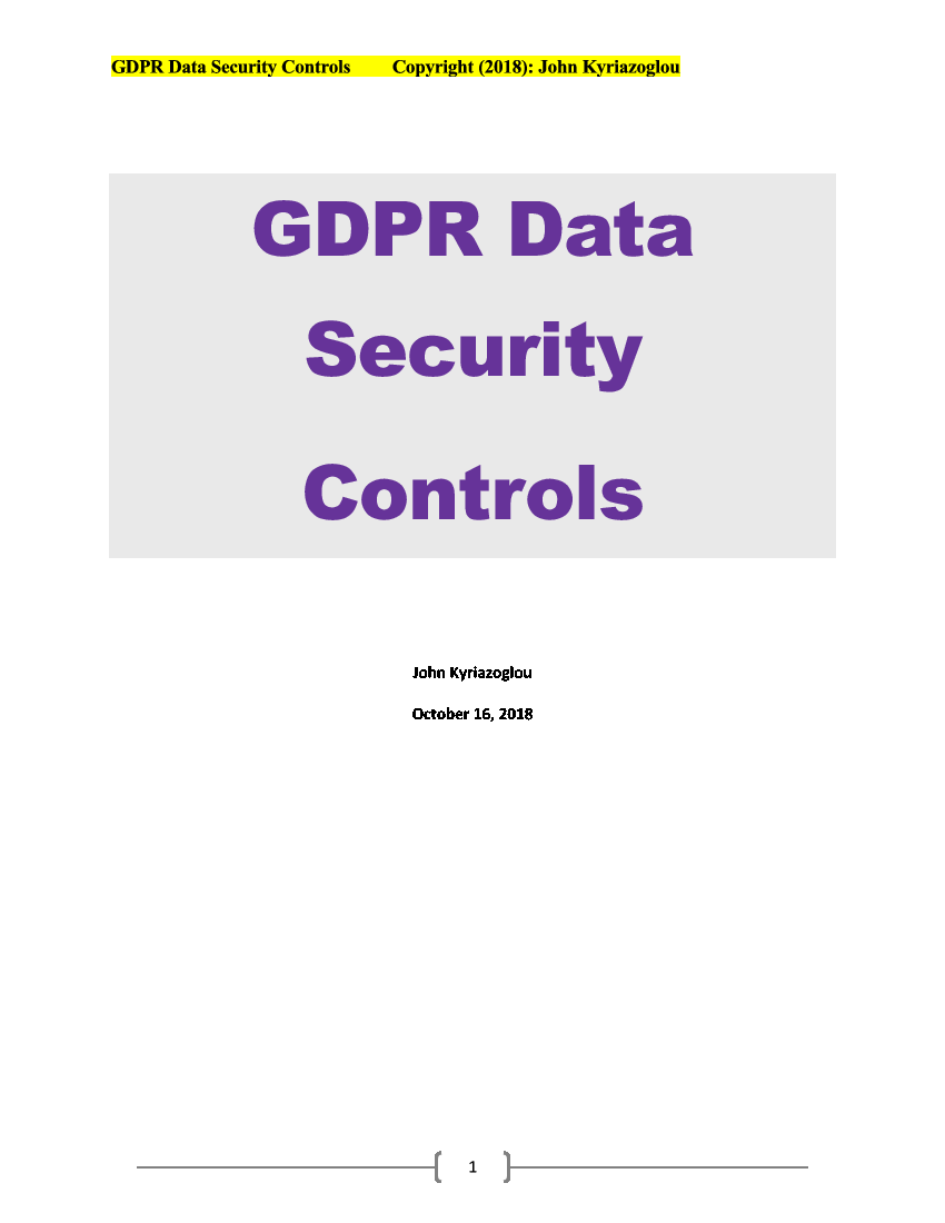 This is a partial preview of GDPR Data Security Controls (17-page PDF document). Full document is 17 pages. 