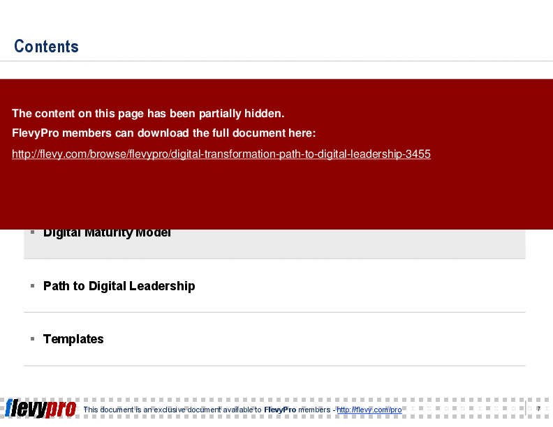 This is a partial preview of Digital Transformation: Path to Digital Leadership. Full document is 26 slides. 
