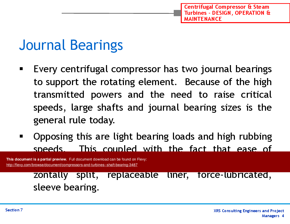 Compressors & Turbines - Shaft Bearing (14-slide PPT PowerPoint presentation (PPTX)) Preview Image