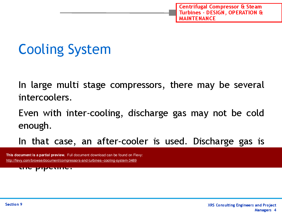 Compressors & Turbines - Cooling System (8-slide PPT PowerPoint presentation (PPTX)) Preview Image