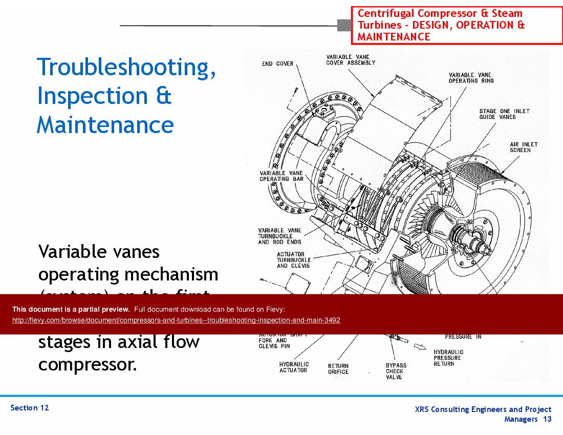 Compressors & Turbines - Troubleshooting, Inspection, & Maintenance (14-slide PPT PowerPoint presentation (PPTX)) Preview Image