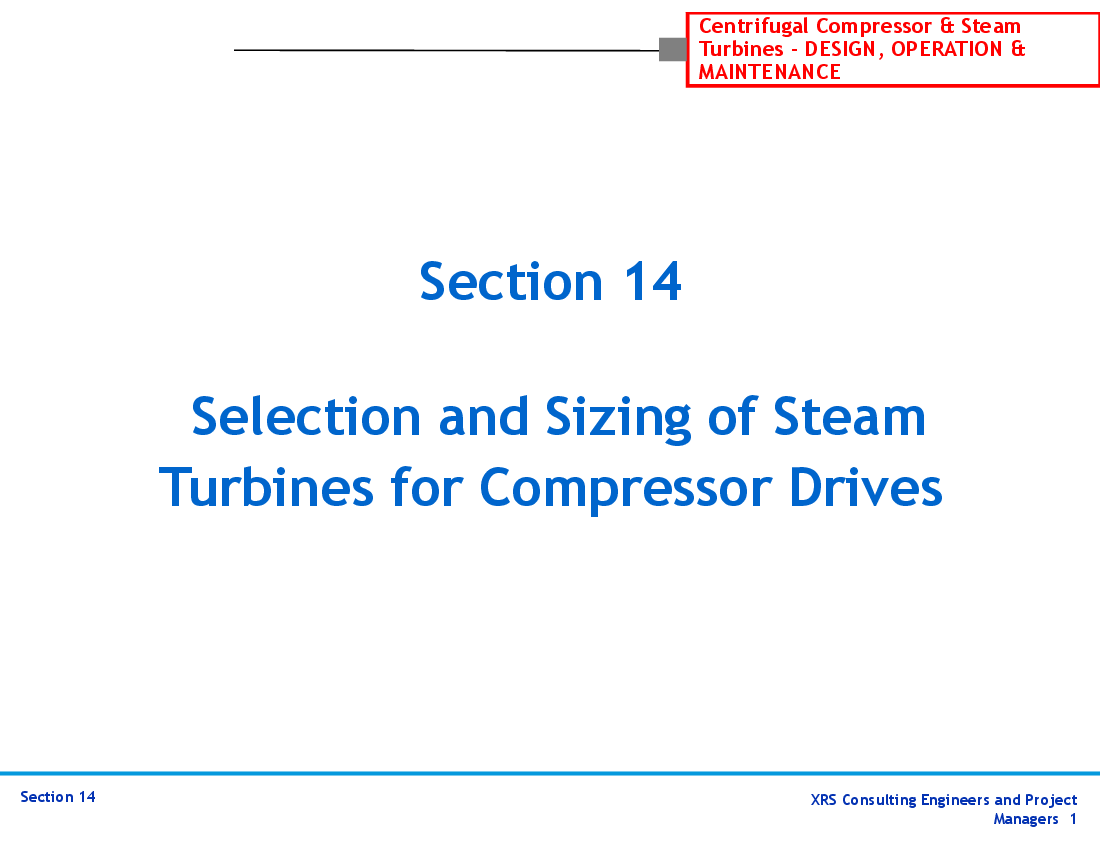 Compressors & Turbines - Steam Turbines Selection & Sizing