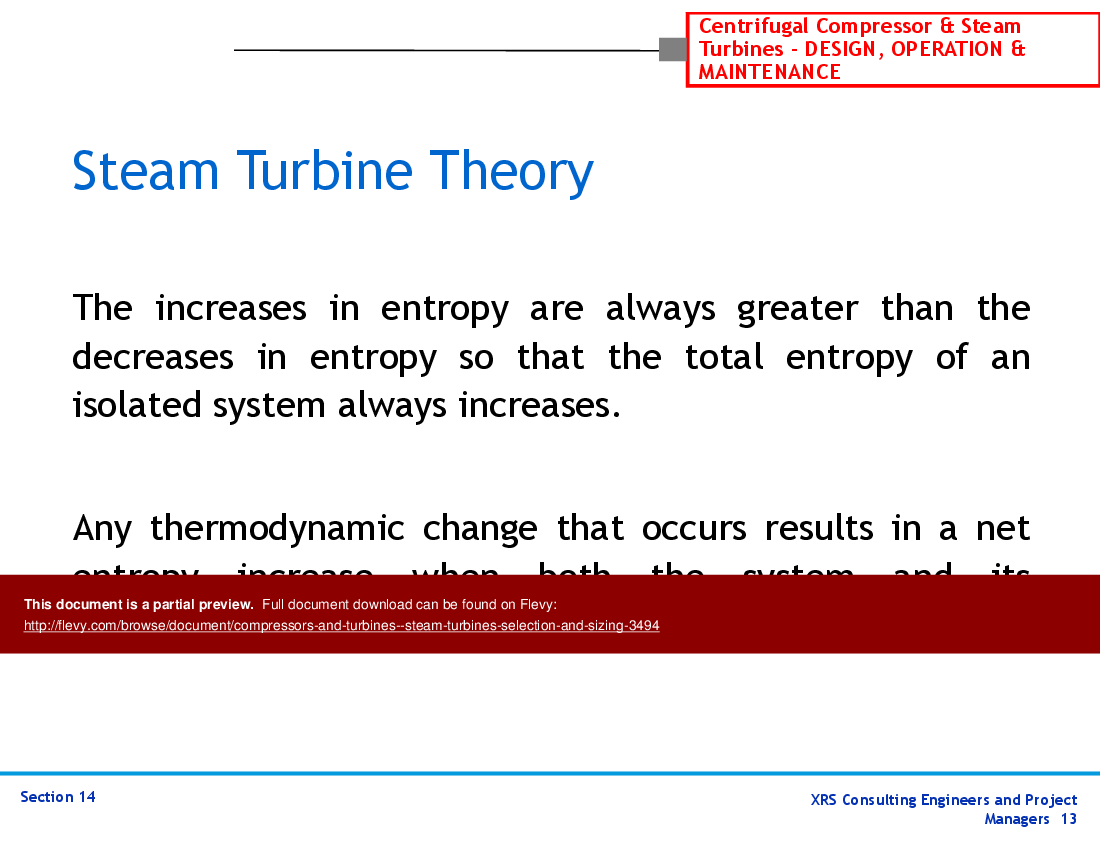 Compressors & Turbines - Steam Turbines Selection & Sizing (110-slide PPT PowerPoint presentation (PPTX)) Preview Image