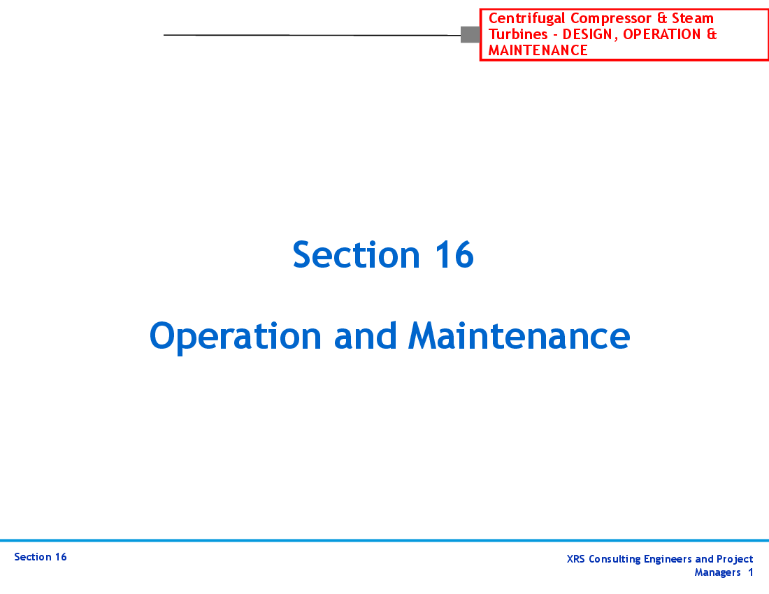 Compressors & Turbines - Operation and Maintenance