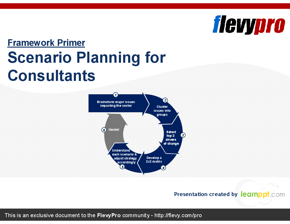 This is a partial preview of Scenario Planning for Consultants (22-slide PowerPoint presentation (PPT)). Full document is 22 slides. 