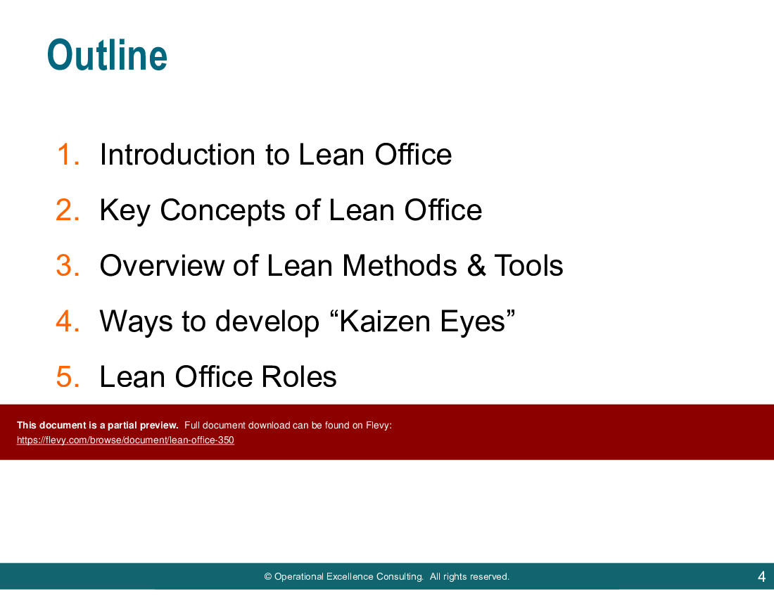 This is a partial preview of Lean Office (163-slide PowerPoint presentation (PPTX)). Full document is 163 slides. 