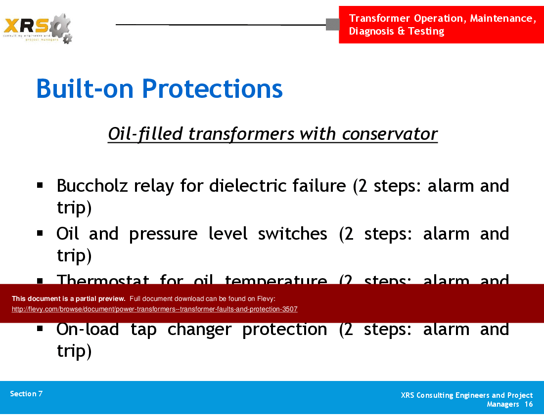 Power Transformers - Transformer Faults and Protection (63-slide PPT PowerPoint presentation (PPT)) Preview Image