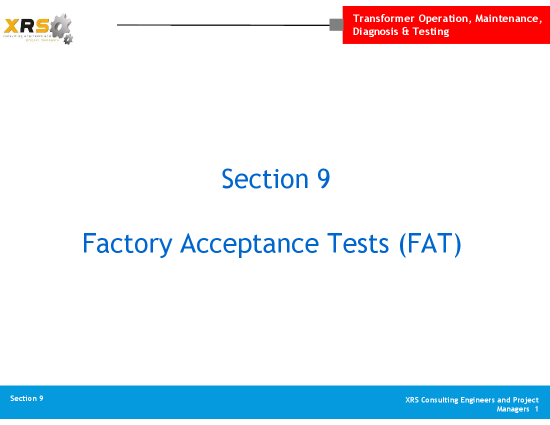 Power Transformers - Factory Acceptance Tests (FAT)