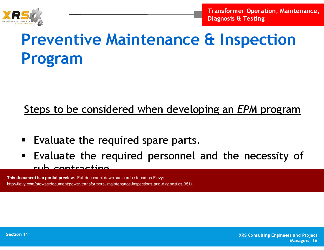 Power Transformers - Maintenance, Inspections, & Diagnostics (130-slide PPT PowerPoint presentation (PPT)) Preview Image