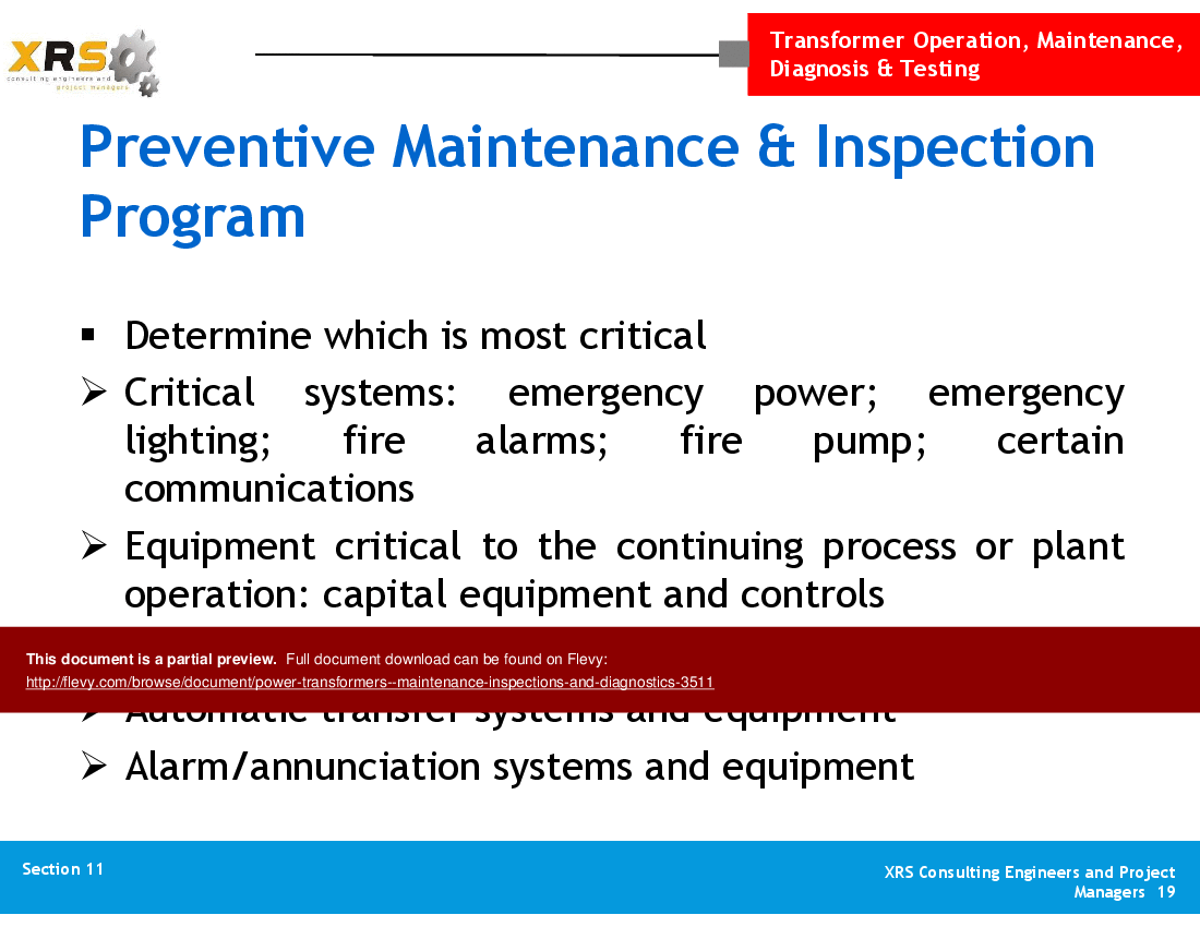 Power Transformers - Maintenance, Inspections, & Diagnostics (130-slide PPT PowerPoint presentation (PPT)) Preview Image