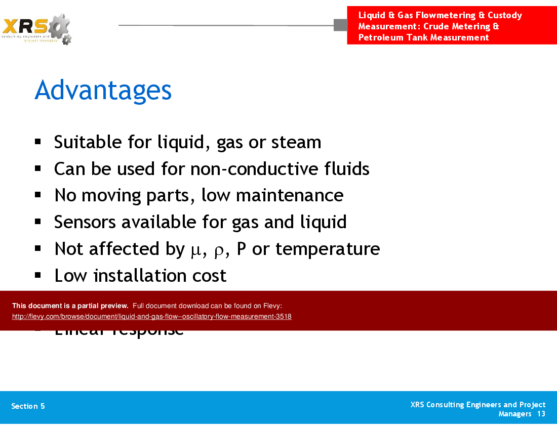 Liquid & Gas Flow - Oscillatory Flow Measurement (16-slide PowerPoint presentation (PPT)) Preview Image
