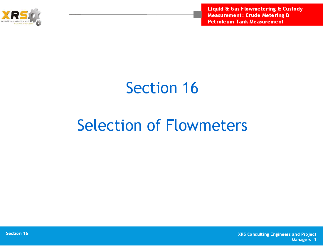 Liquid & Gas Flow - Selection of Flowmeters (34-slide PowerPoint presentation (PPT)) Preview Image