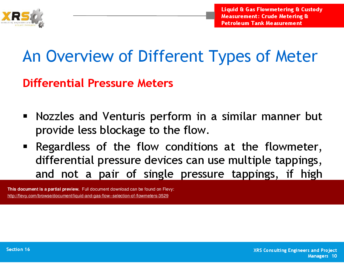 Liquid & Gas Flow - Selection of Flowmeters (34-slide PowerPoint presentation (PPT)) Preview Image
