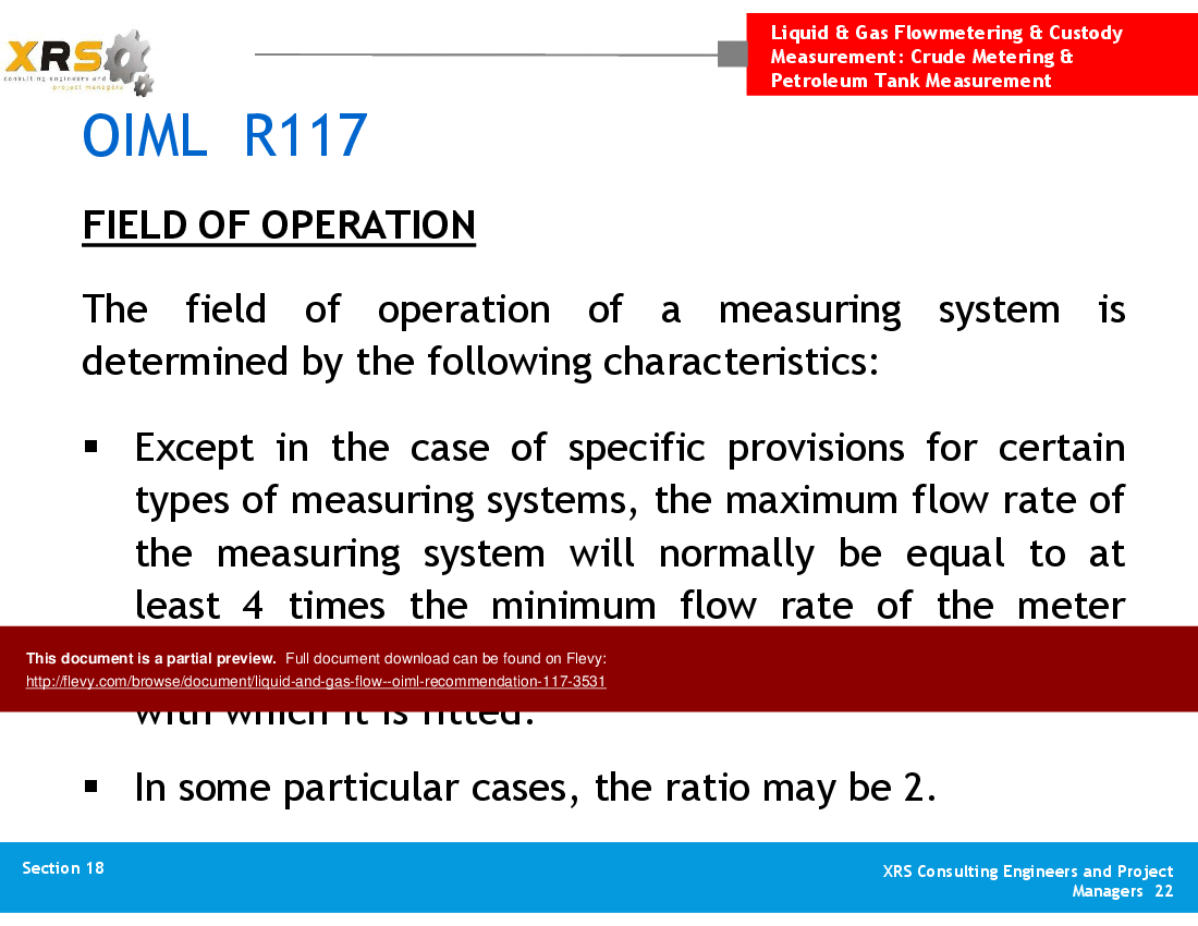 Liquid & Gas Flow - OIML Recommendation 117 (42-slide PowerPoint presentation (PPT)) Preview Image