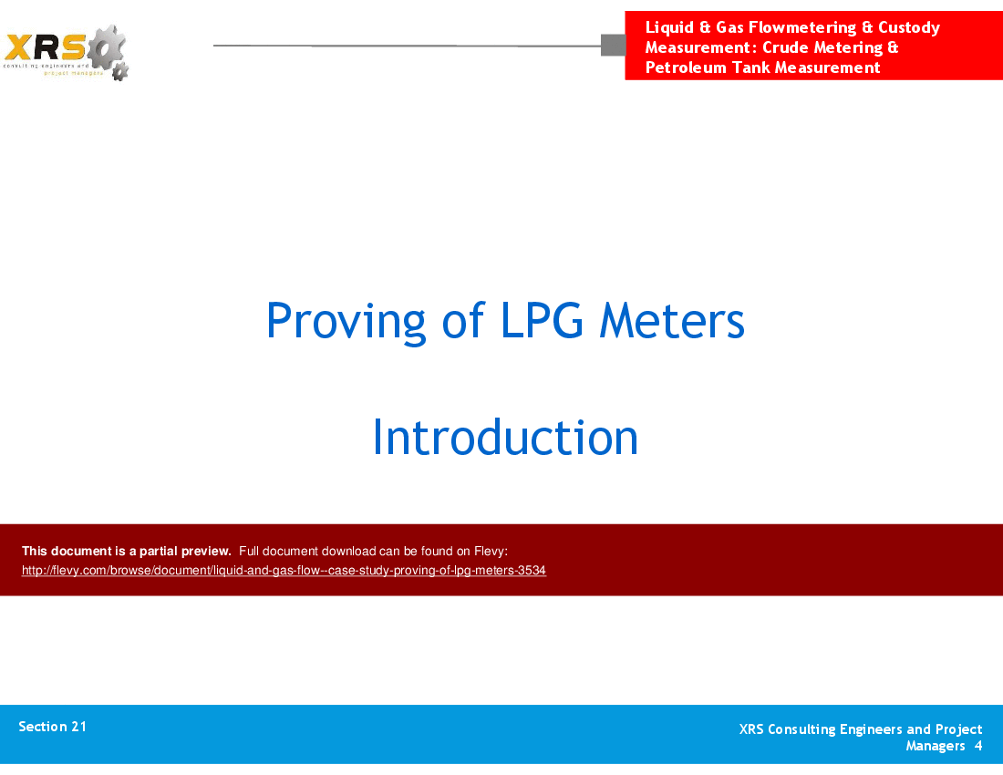 Liquid & Gas Flow - Case Study (Proving of LPG Meters) (54-slide PowerPoint presentation (PPT)) Preview Image
