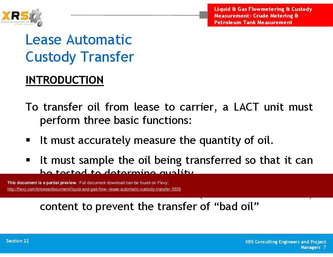 This is a partial preview of Liquid & Gas Flow - Lease Automatic Custody Transfer (70-slide PowerPoint presentation (PPT)). Full document is 70 slides. 