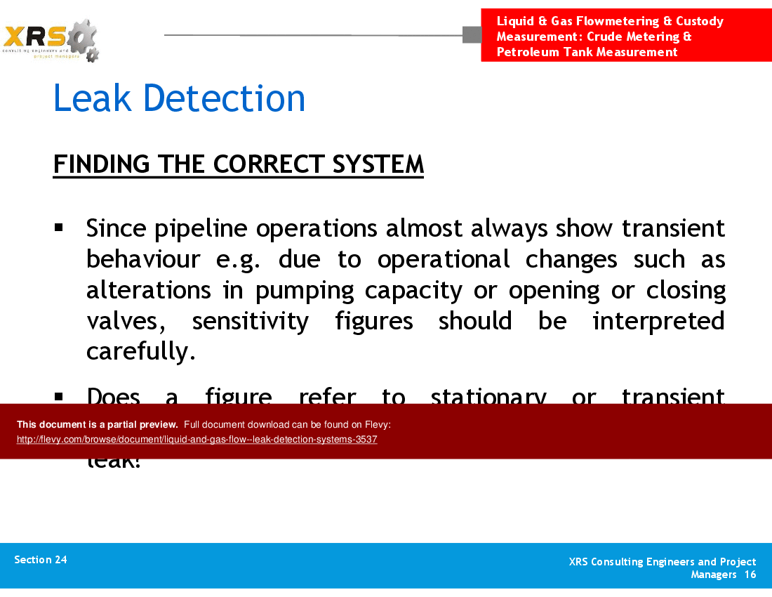 Liquid & Gas Flow - Leak Detection Systems (78-slide PowerPoint presentation (PPT)) Preview Image