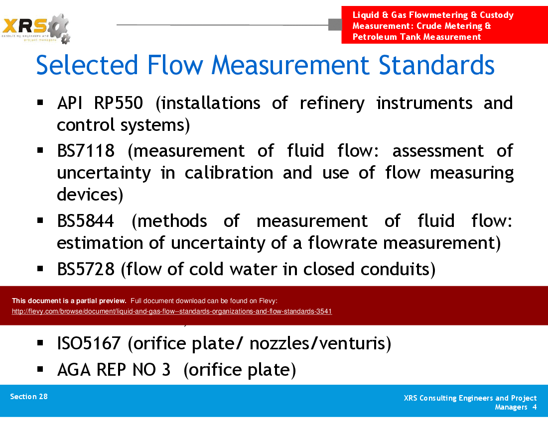 Liquid & Gas Flow - Standards Organizations & Flow Standards (6-slide PowerPoint presentation (PPT)) Preview Image
