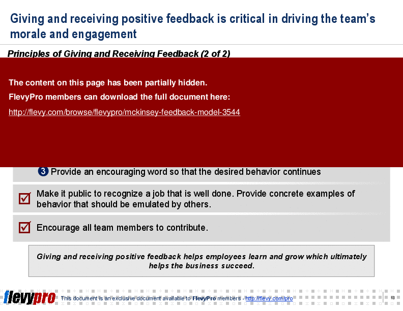 This is a partial preview of McKinsey Feedback Model (21-slide PowerPoint presentation (PPT)). Full document is 21 slides. 