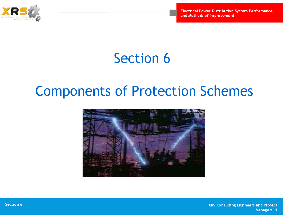 Power Distribution - Components of Protection Schemes