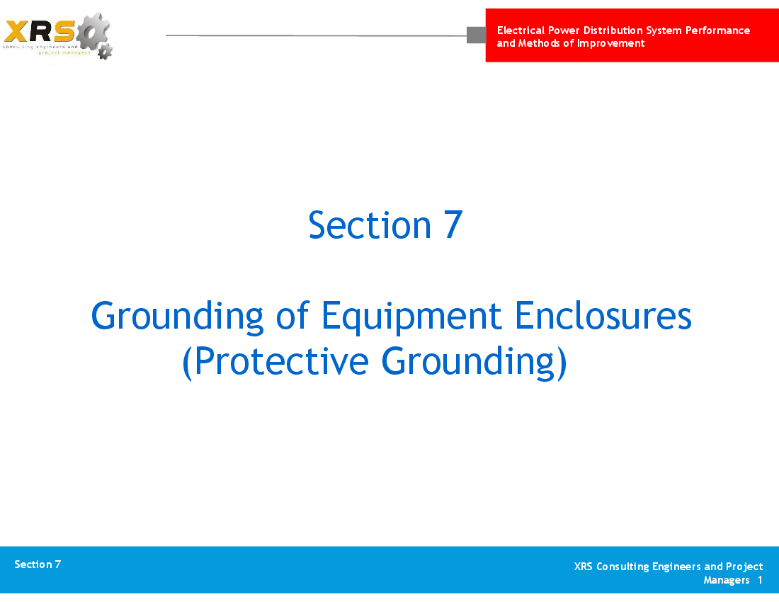 Power Distribution - Grounding of Equipment Enclosures