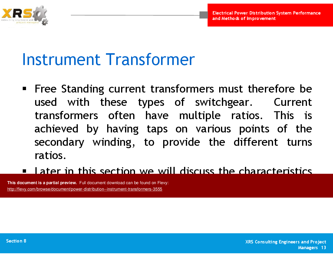 Power Distribution - Instrument Transformers (68-slide PPT PowerPoint presentation (PPTX)) Preview Image