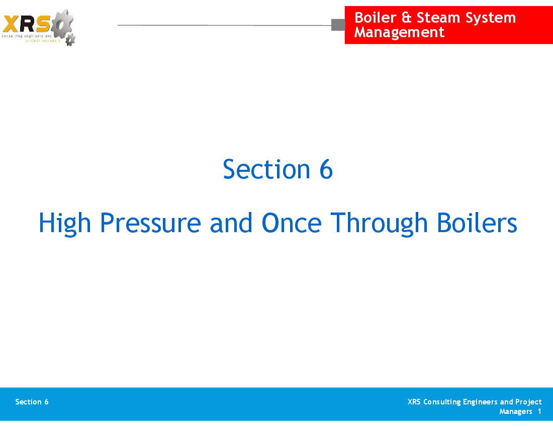 Boilers & Steam System - High Pressure & Once Through Boilers