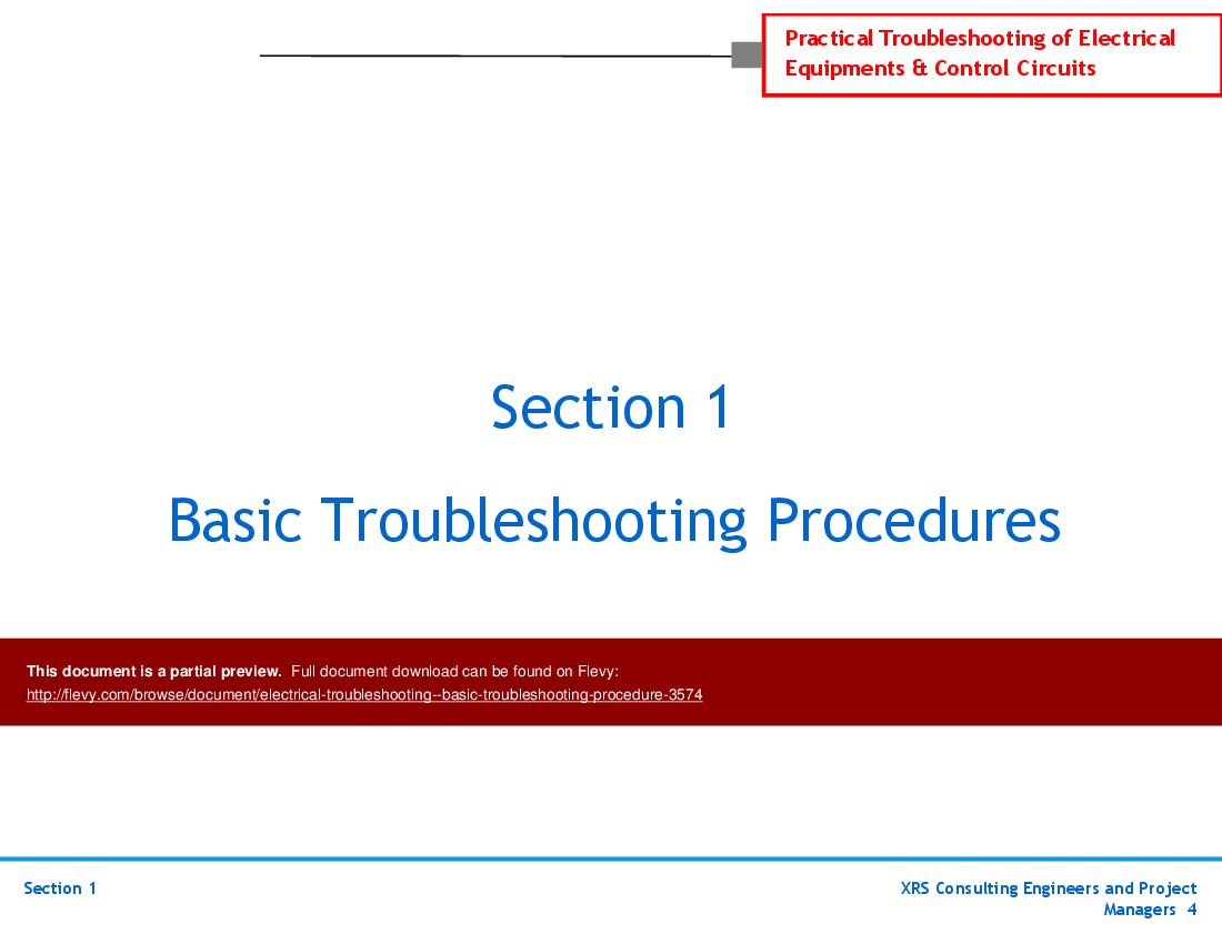 This is a partial preview of Electrical Troubleshooting - Basic Troubleshooting Procedure (138-slide PowerPoint presentation (PPTX)). Full document is 138 slides. 