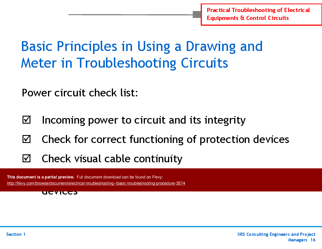 Electrical Troubleshooting - Basic Troubleshooting Procedure (138-slide PPT PowerPoint presentation (PPTX)) Preview Image