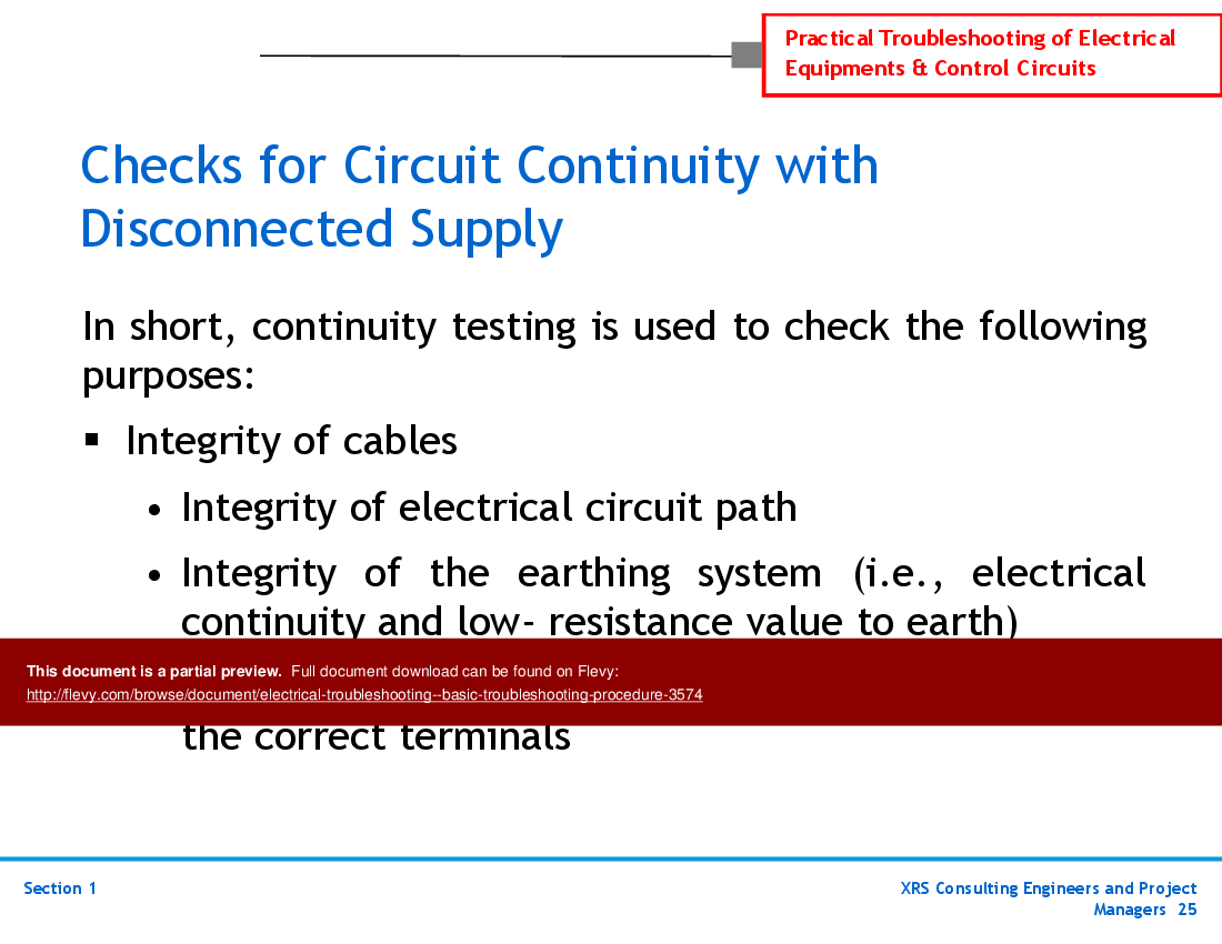 Electrical Troubleshooting - Basic Troubleshooting Procedure (138-slide PPT PowerPoint presentation (PPTX)) Preview Image