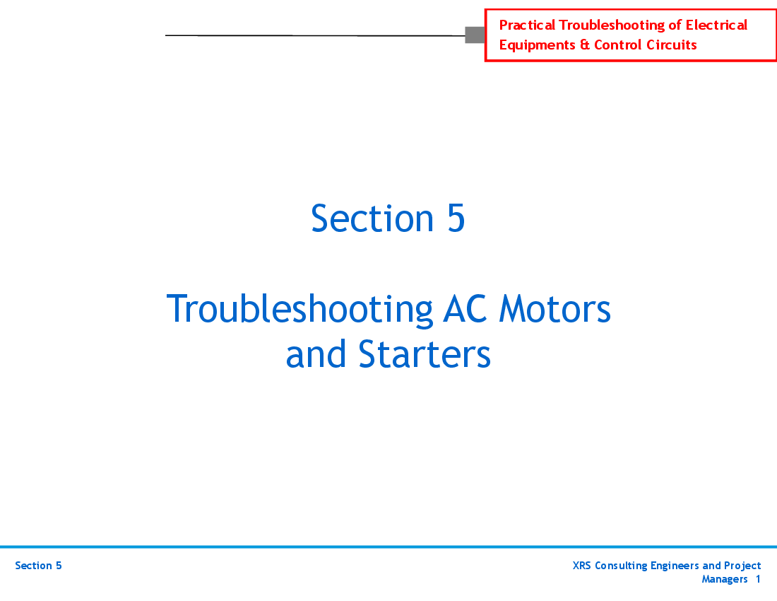 Electrical Troubleshooting - AC Motors and Starters