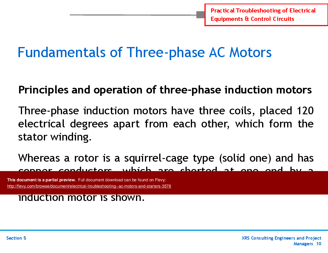 This is a partial preview of Electrical Troubleshooting - AC Motors and Starters (228-slide PowerPoint presentation (PPTX)). Full document is 228 slides. 