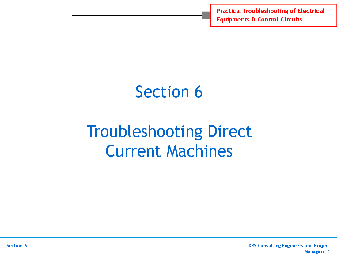 Electrical Troubleshooting - Direct Current Machines