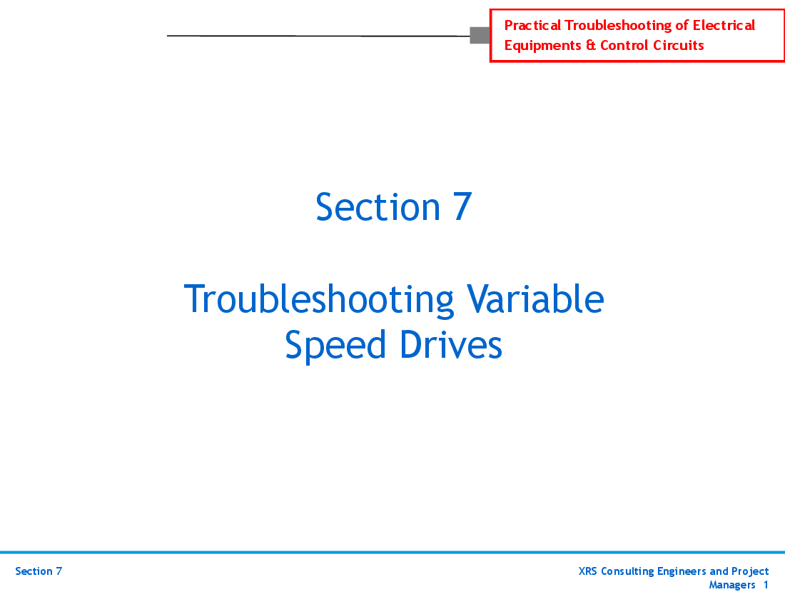 Electrical Troubleshooting - Variable Speed Drives