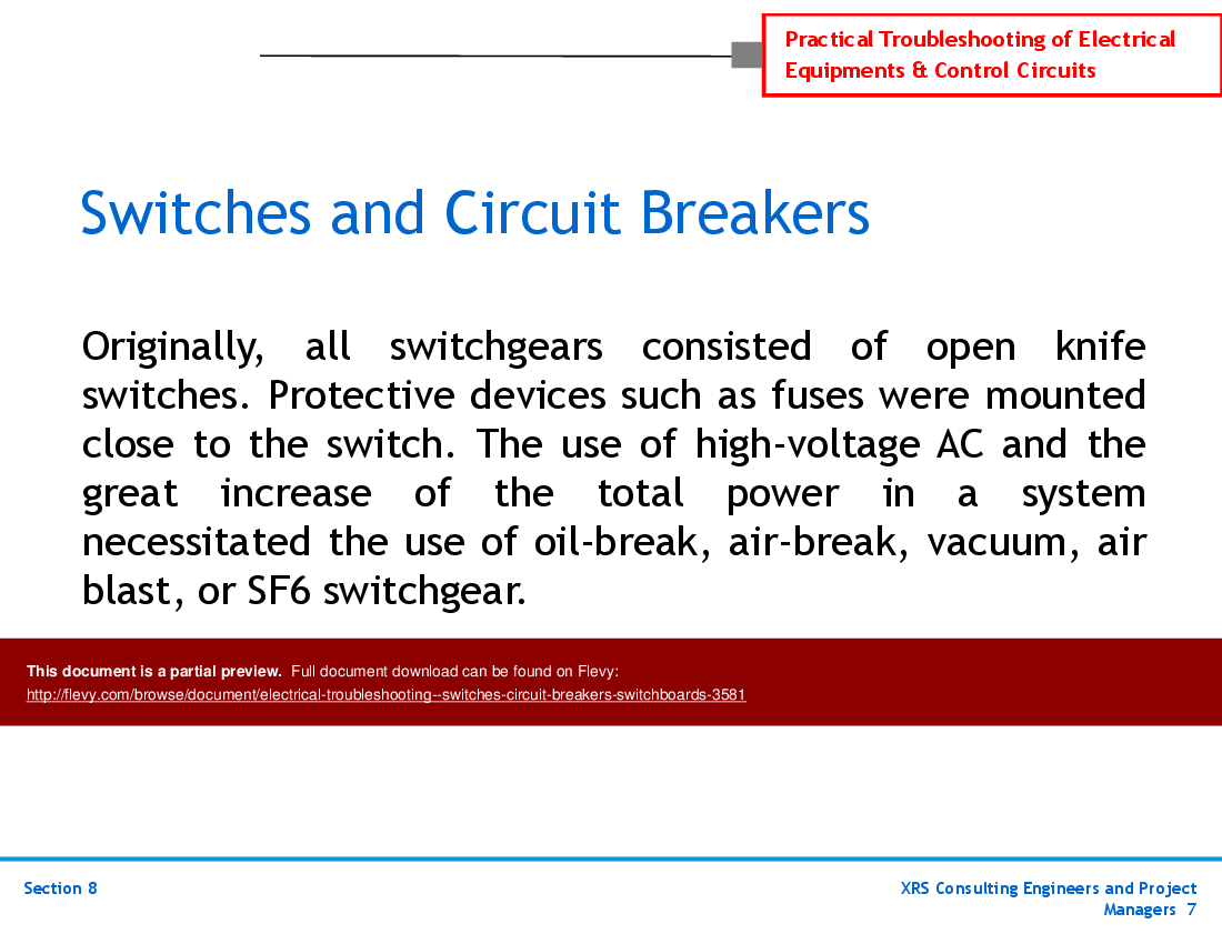 This is a partial preview of Electrical Troubleshooting - Switches, Circuit Breakers, Switchboards (58-slide PowerPoint presentation (PPTX)). Full document is 58 slides. 
