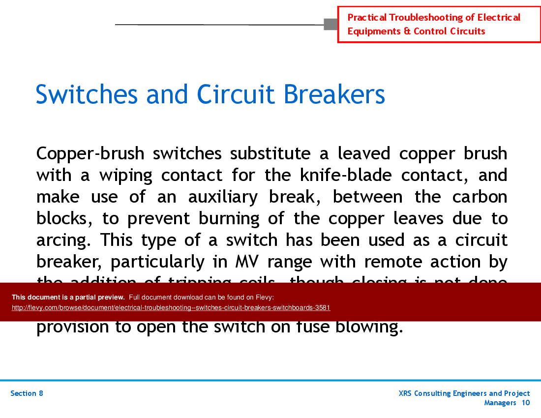 This is a partial preview of Electrical Troubleshooting - Switches, Circuit Breakers, Switchboards (58-slide PowerPoint presentation (PPTX)). Full document is 58 slides. 
