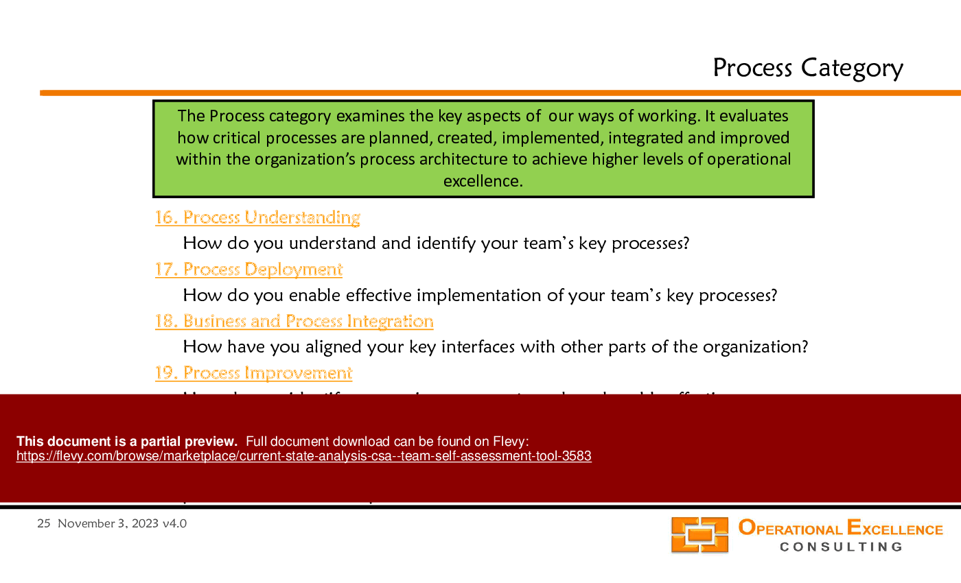 Current State Analysis (CSA) - Team Self-Assessment Tool (110-slide PPT PowerPoint presentation (PPTX)) Preview Image