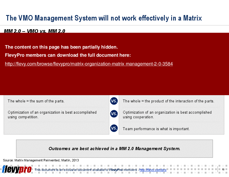 Matrix Organization: Matrix Management 2.0 (26-slide PowerPoint presentation (PPT)) Preview Image