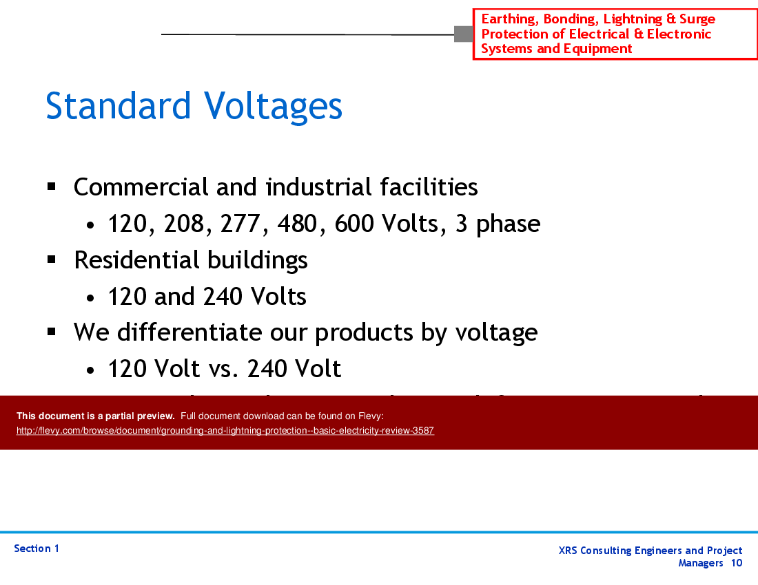 This is a partial preview of Grounding & Lightning Protection - Basic Electricity Review (64-slide PowerPoint presentation (PPT)). Full document is 64 slides. 