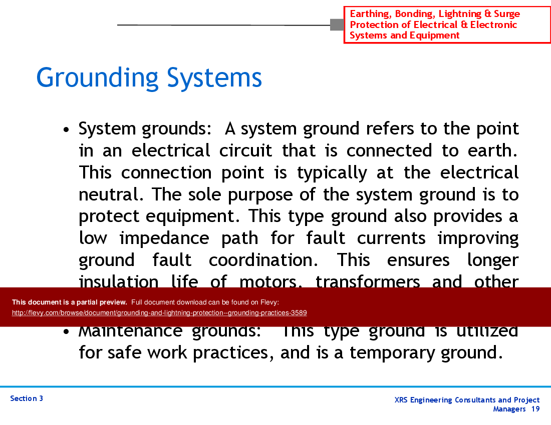 Grounding & Lightning Protection - Grounding Practices (38-slide PPT PowerPoint presentation (PPT)) Preview Image