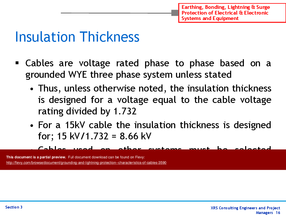 Grounding & Lightning Protection - Characteristics of Cables (38-slide PPT PowerPoint presentation (PPT)) Preview Image